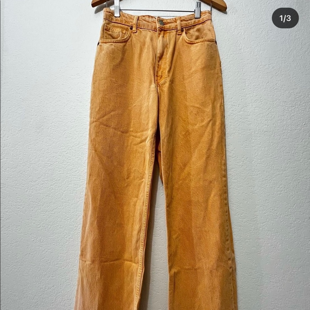 SUPER FUN ORANGE ZARA straight flair jeans